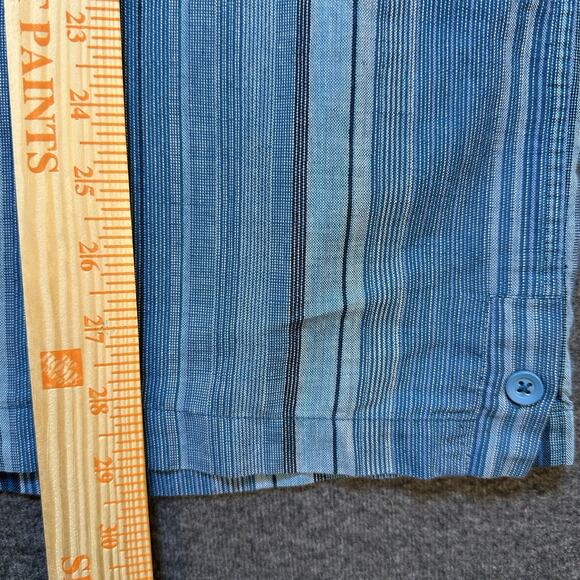 Visitor 100% Linen Men's‎ Casual Shirt L Textured Striped Coastal Beachy Grandpa - Picture 7 of 7